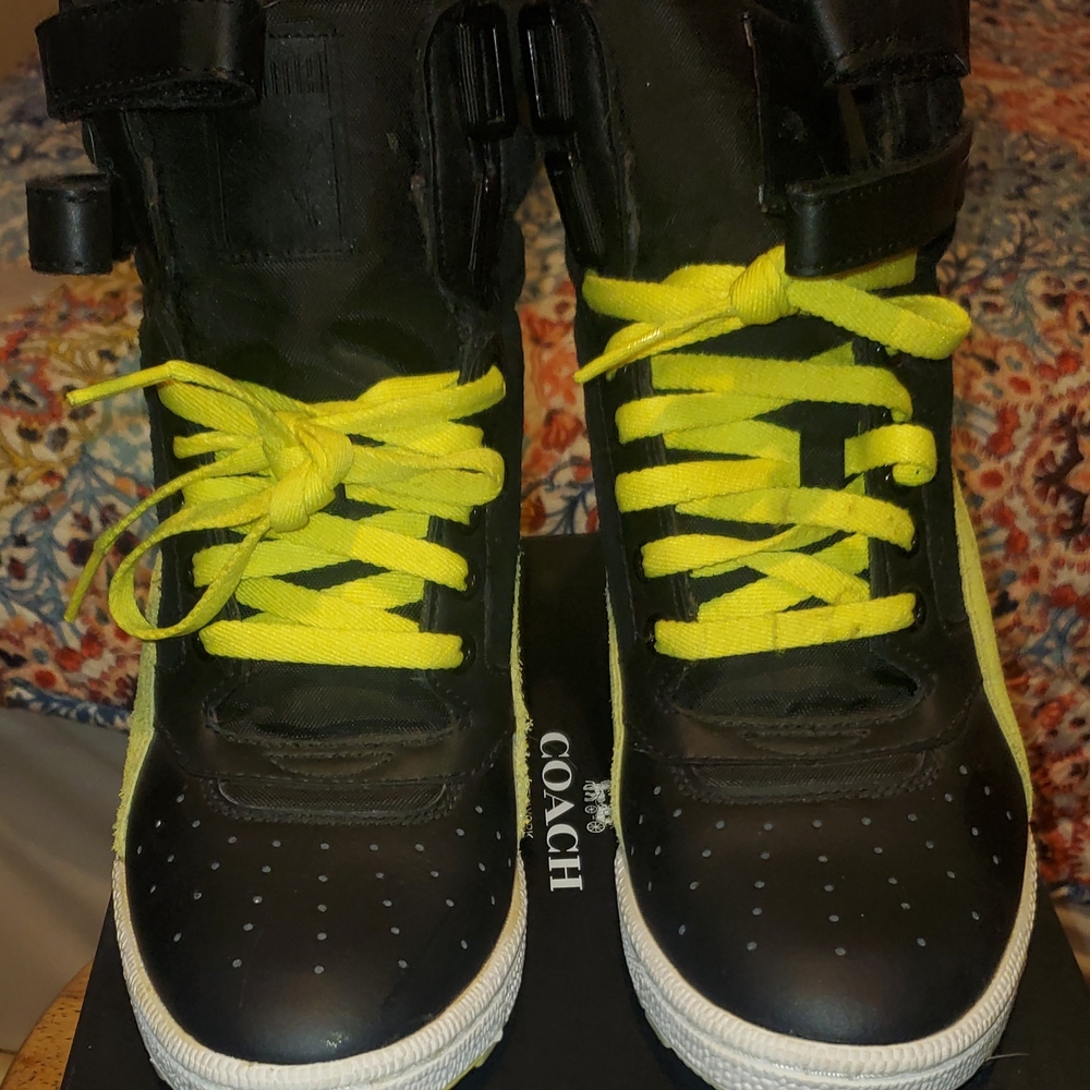 Puma Black and Yellow High-Top Sneakers